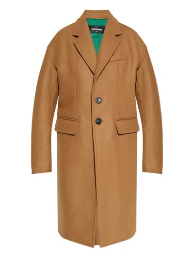 DSQUARED2 BUTTON-FASTENING WOOL-BLEND COAT