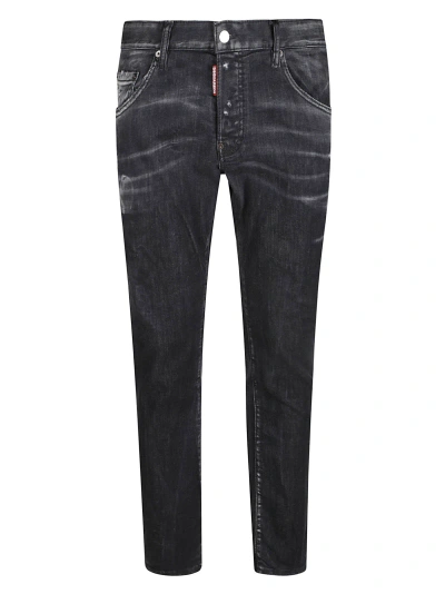 Dsquared2 Button Fitted Jeans In Black