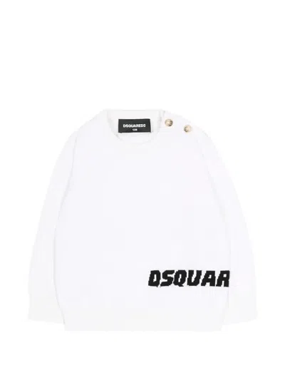 Dsquared2 Babies' Button Long-sleeve Sweatshirt In White