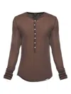 Dsquared2 Button Ribbed Long-sleeve T-shirt In Brown