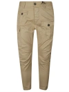 Dsquared2 Cargo Trousers With Button-up Closure And Bronze-tone Logo In Brown
