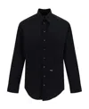 Dsquared2 Dsquared Men Black Stretch Poplin Shirt In Black