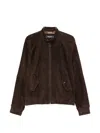 Dsquared2 Button-collar Suede Jacket In Brown