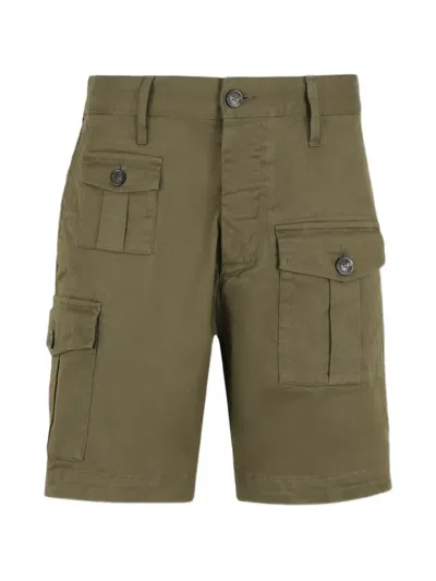 Dsquared2 Buttoned Cargo Shorts In Green
