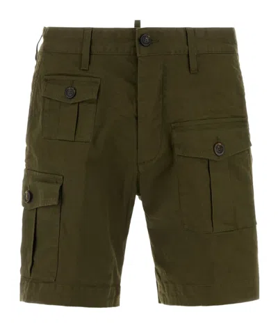 Dsquared2 Buttoned Cargo Shorts In Green