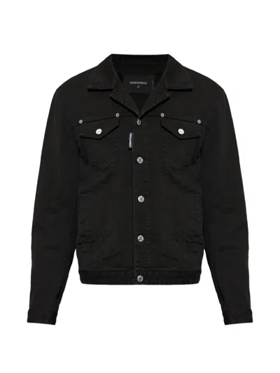 Dsquared2 Buttoned Cotton Jacket In Black