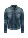 Dsquared2 Blue Distressed Shirt Collar Jacket In Blue