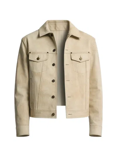 Dsquared2 Buttoned Leather Jacket In Neutral