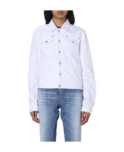 Dsquared2 Woman Denim Outerwear White Size 10 Cotton