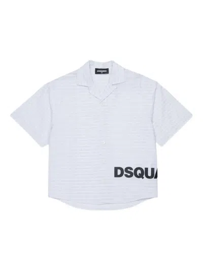 Dsquared2 Babies' Buttoned Print Shirt In White