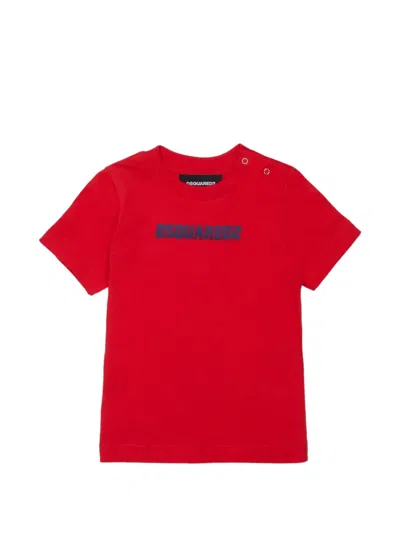 Dsquared2 Babies' Buttoned Short-sleeve T-shirt In Red