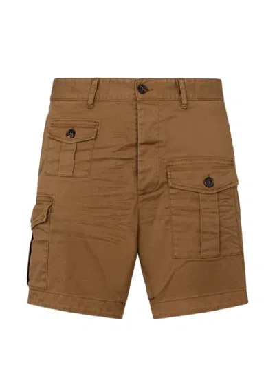 Dsquared2 Button-fastening Cargo Shorts In Burgundy