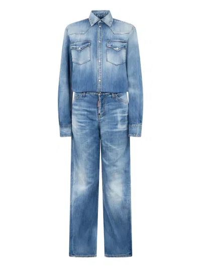 Dsquared2 버튼 잠금 점프수트 In Blue
