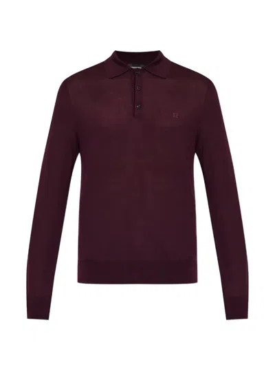 Dsquared2 Button-up Polo Sweater In Burgundy