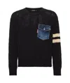 Dsquared2 Cable Knit Crewneck Sweater In Black