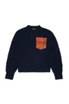 Dsquared2 Cable-knit Crewneck Pullover With Logo In Blue