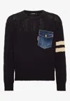 Dsquared2 Cable Knit Crewneck Sweater In Black