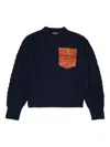 Dsquared2 Cable-knit Crewneck Pullover With Logo In Blue