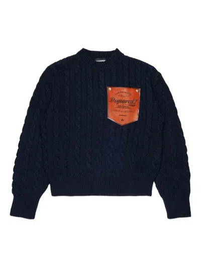 DSQUARED2 CABLE-KNIT PATCH SWEATER