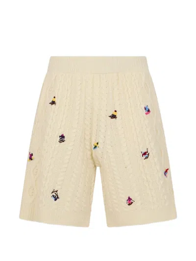 Dsquared2 Cable-knit Embroidered Shorts In Neutral