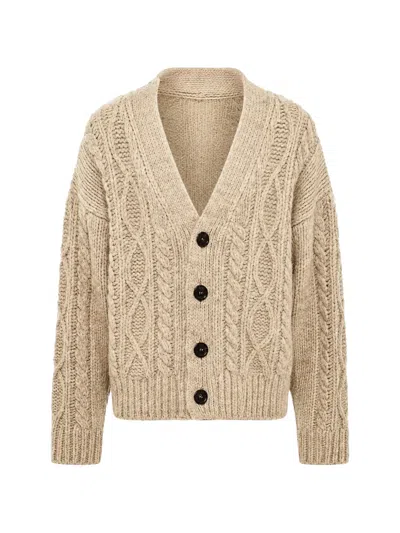 Dsquared2 Cable-knit V-neck Cardigan In Neutral