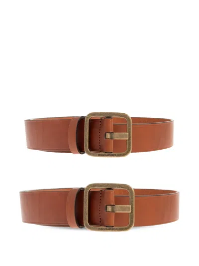 Dsquared2 Calf Leather Buckle Belt In Brown