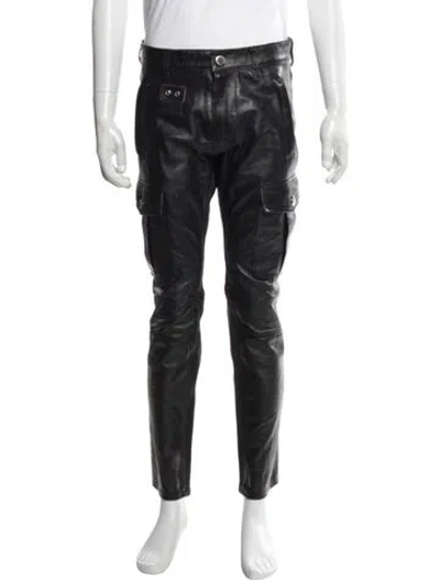 Pre-owned Dsquared2 Calf Leather Cargo Pants In Black