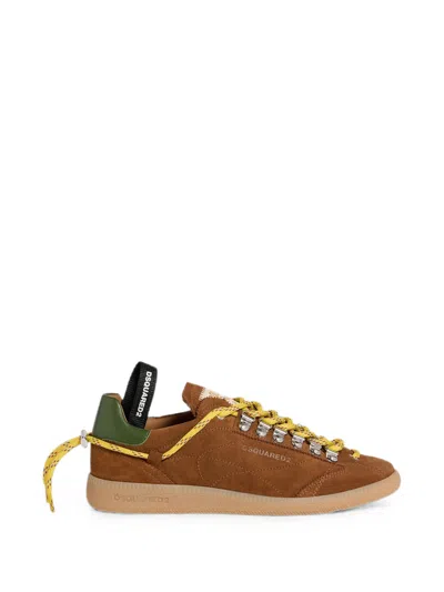 Dsquared2 Calf Leather Goat Leather Lace-up Sneakers In Brown