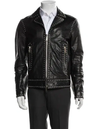 Pre-owned Dsquared2 Calf Leather Moto Jacket In Black