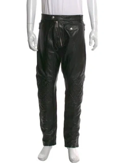 Pre-owned Dsquared2 Calf Leather Moto Pants In Black