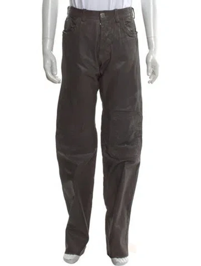 Pre-owned Dsquared2 Calf Leather Pants In Gray