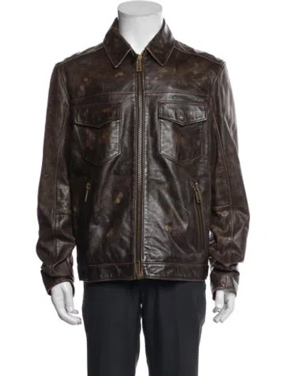 Pre-owned Dsquared2 Calf Leather Utility Jacket In Brown