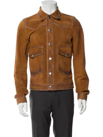 Pre-owned Dsquared2 Calf Leather Utility Jacket In Brown