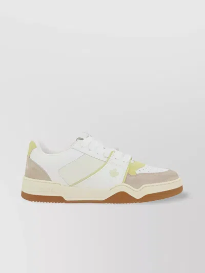 Dsquared2 Calfskin Color Block Sneakers With Embroidered Patch