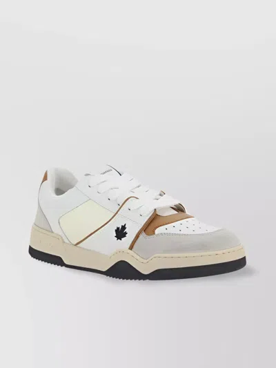 Dsquared2 Spiker Leaf-embroidered Leather Sneakers In White