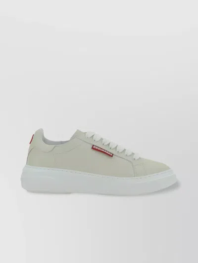 DSQUARED2 CALFSKIN SNEAKERS WITH PERFORATED ROUND TOE