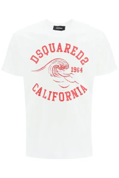 Dsquared2 Crew Neck California Printed T-shirt In White