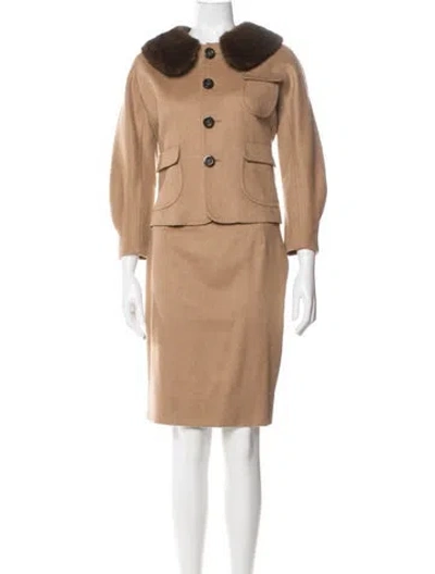 Pre-owned Dsquared2 Camel Leather Skirt Set In Neutral