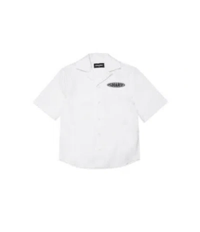 Dsquared2 Kids' Camicia Con Logo Gommato In White