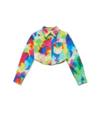 Dsquared2 Kids' Camicia Con Stampa Astratta In Multicolor