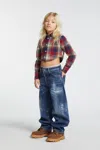 Dsquared2 Cropped Flannel Plaid Shirt In Multi