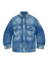 Dsquared2 Relaxed Fit Blue Denim-look Shirt With Modern Accents In Black