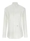 Dsquared2 Wide Back Cut-out Cotton Shirt With Drawstring Detail In White