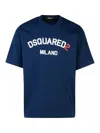 Dsquared2 Cotton T-shirt Milano Crew Neck In Azul Oscuro