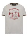 Dsquared2 Vintage Print Relaxed-fit T-shirt With Contrasting Trim In Light Grey