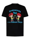 Dsquared2 Canadian Twins Printed Cotton T-shirt In Black
