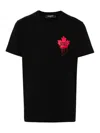 Dsquared2 Black T-shirt Featuring Striking Red Maple Leaf In Black