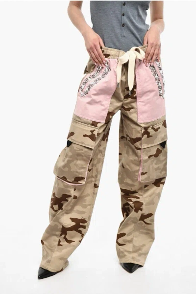 Dsquared2 Camo Cargo Pants With Rhinestones Detail