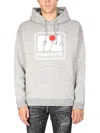 Dsquared2 Camo Patch Anorak Sweatshirt With Drawstring Hood In Grey
