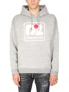 Dsquared2 Camo Patch Anorak Sweatshirt With Drawstring Hood In Grey
